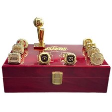 Kobe Bryant 9pcs Los Angeles Lakers Championship Rings Set & Trophy W Box Size11