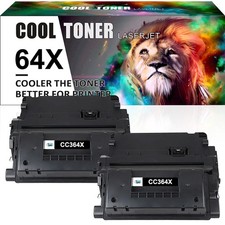 2 Black Toner Compatible with HP CC364X 64X LaserJet P4015N P4015X P4515X P4515N