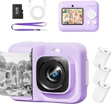 Instant Print Camera for Kids, Portable Toy Camera with 32GB SD Card, Purple