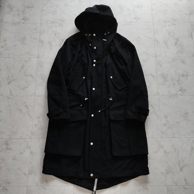 Balmain Homme Wool Fishtail Mod Coat Size 46 Black From Japan