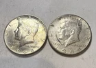 Lot of 2 – 1964 Kennedy Half Dollar Coins – 90% Silver - US Mint A3