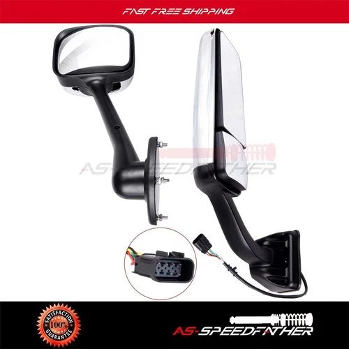 For Freightliner Cascadia Driver LH Side Chrome Mirror Manual + Power Heated