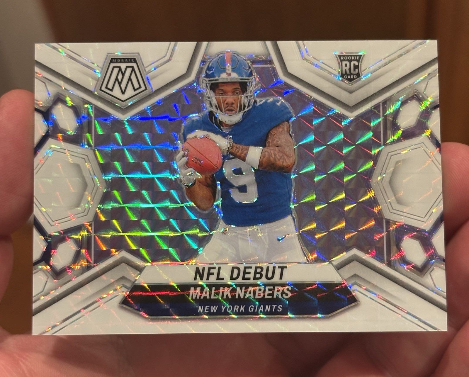 2024 Mosaic Malik Nabers RC White Prizm NFL Debut #/25 Giants