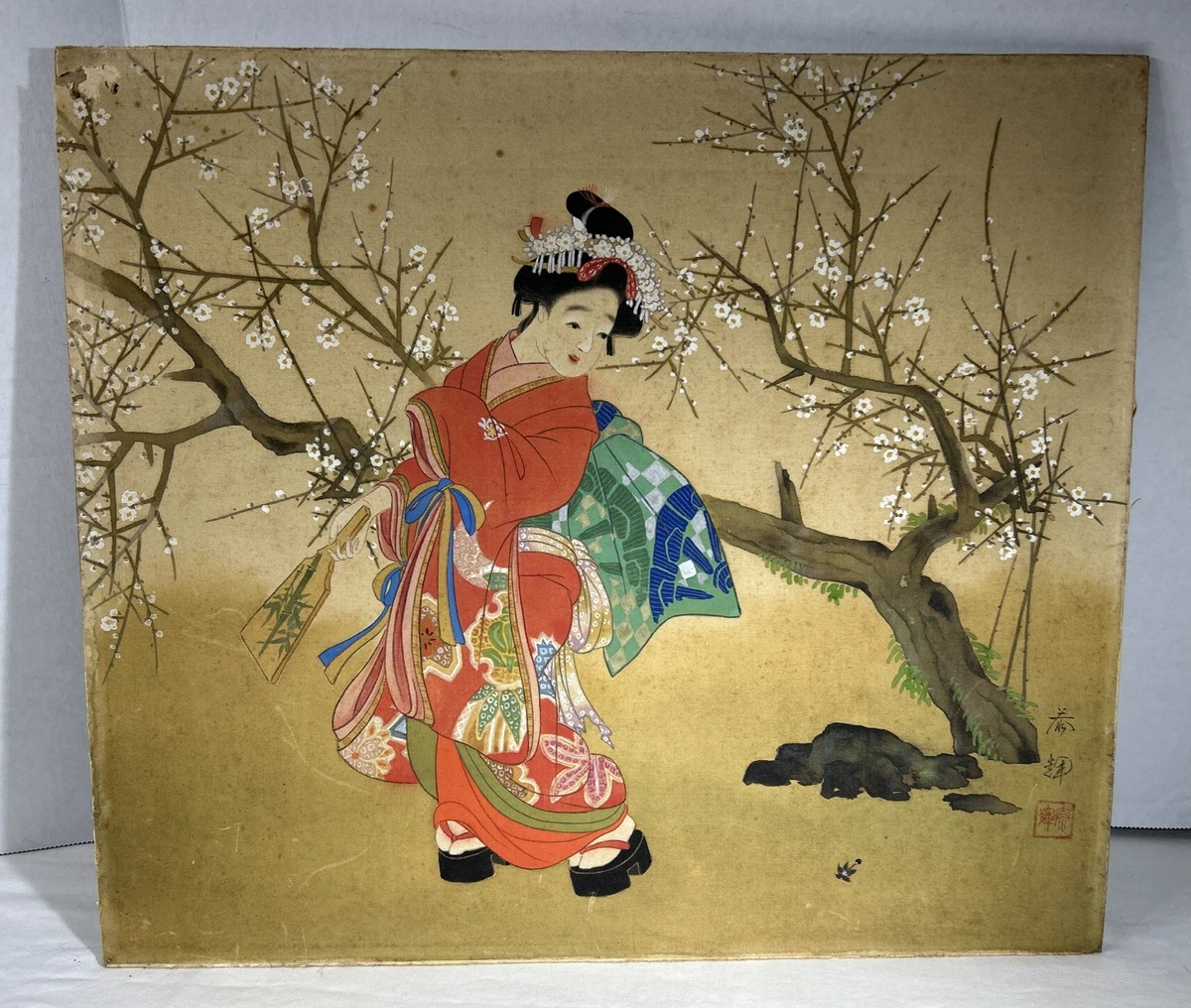 艺妓画在古董日本画作、画卷| eBay