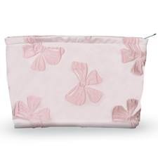 Makeup Bag Large Capacity Elegant Bow Preppy Cosmetic Aesthetic Pink