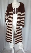 Hippie Strickmantel Strickjacke Grobstrick Streifen Creme Schoko 36,38,40,42 Neu