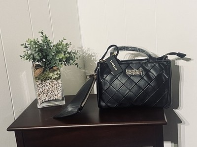Bebe Sophia Black Quilted Crossbody Bag Chain Strap Purse Faux Leather