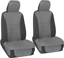 LuxeFit Seat Covers for Cars Trucks Van SUV 2 Pack , Premium Faux Solid Gray