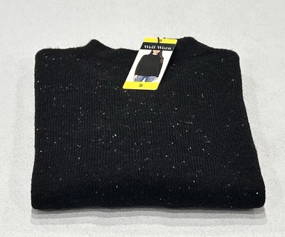 Well Worn Women's Soft Stretch Nep Yarn Sweater, Black, Size S