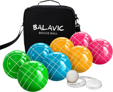Bocce Ball Set - 100Mm Resin, Pallino, Carry Bag Measuring Tape Bright Pink,