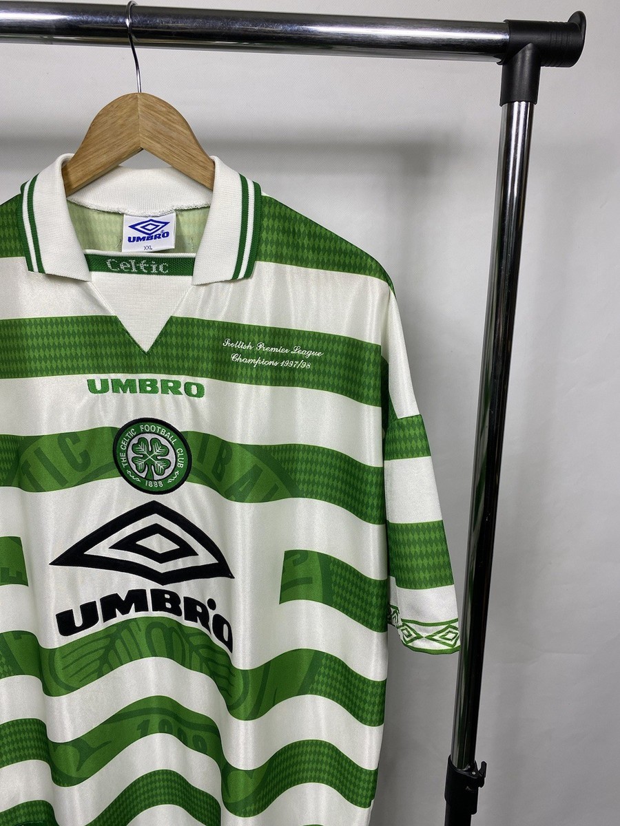 Vintage 90s Umbro Celtic FC Home T Shirt 1997/1998 Scottish