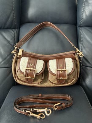 COACH Ashton Baguette Bag In Signature Canvas  Tan/Natural CY658 NEW