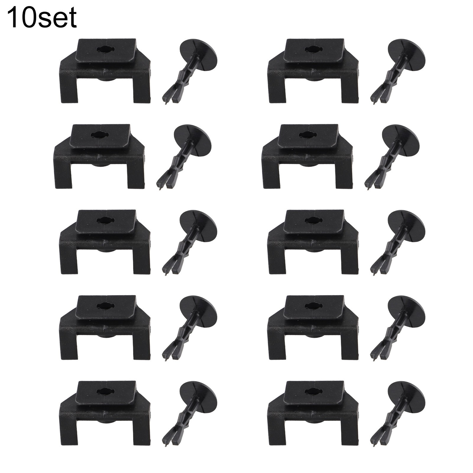 10-Piece Black Clip & Pin Kit for Front Fender Bumper Accessories