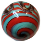 Contemporary Marble, 1 5/8" Diameter, Turquoise w/Red Swirl and Gold.  Lot 0133 — photo 6