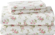 Queen Flannel Sheet Set, Ultra-Soft Brushed Cotton Bedding with Matching