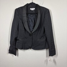 Kay Unger 14 Reptile Print Satin Collar Single Breasted Blazer Jacket Black