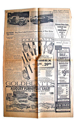 Goldblatt's Advertising Studebaker South Bend Tribune Front Page August 11 1968