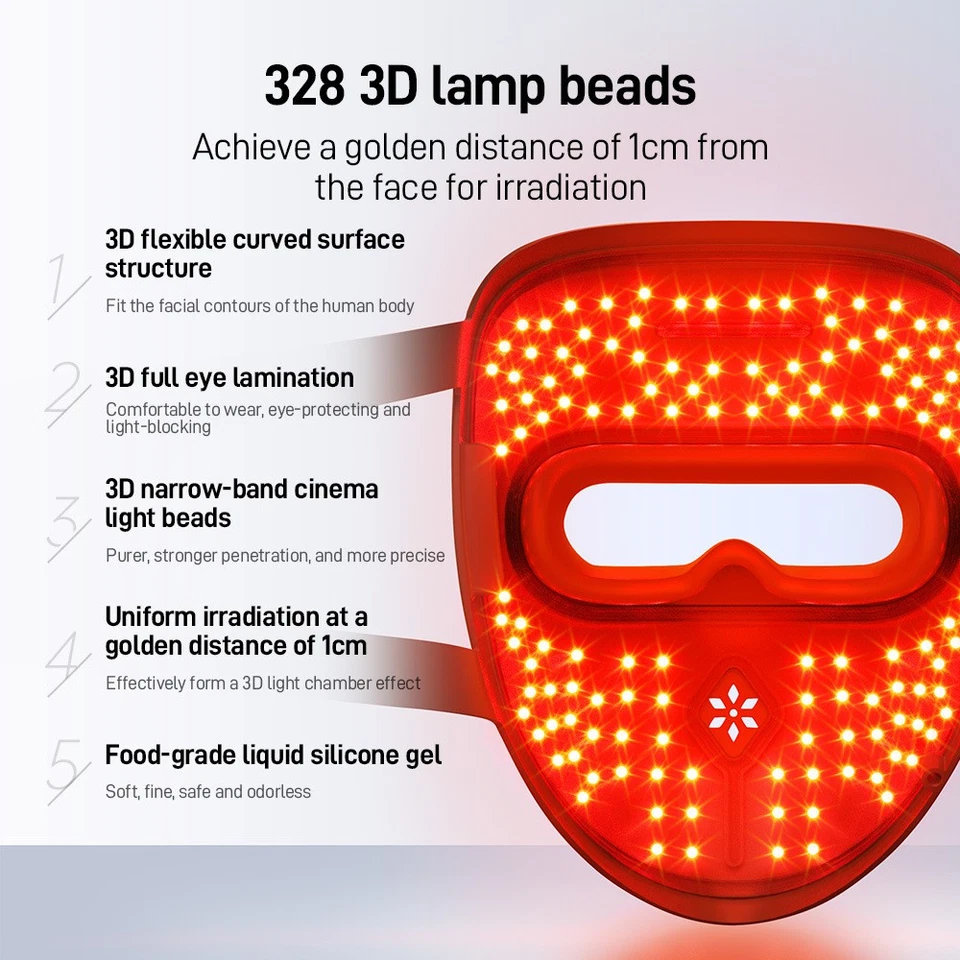 NEW 9D Photon Mask NIR 328 LED Phototherapy Face Neck Beauty Skin Rejuvenation - image 4 of 4