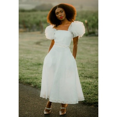 NEW Fanm Mon Giamba Tulle Sleeve Midi Dress size XS
