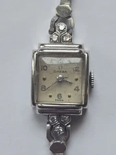 Vintage Omega Solid 14K White Gold Diamond Swiss Manual Wind Watch-16.30 Grams