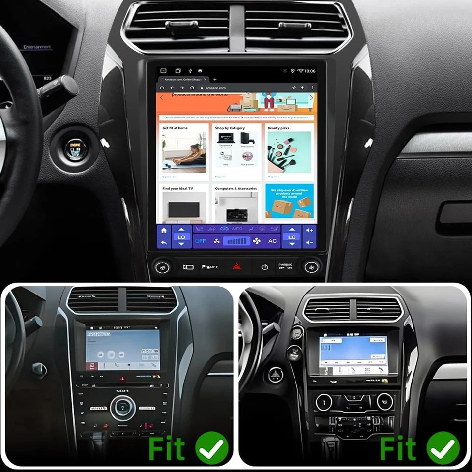 Unidad principal estéreo Android de radio de coche estilo Tesla de 12,1" para Ford Explorer 2011-2019 Foto 3 de 4
