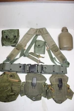 US Military Issue Alice Field Gear Belt Suspenders Ammo Pouches Canteen LARGE