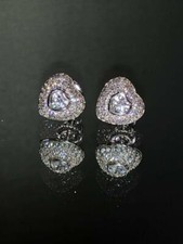 Real Italy 925 Sterling Silver Created CLARITY Heart Screwback Stud Earrings