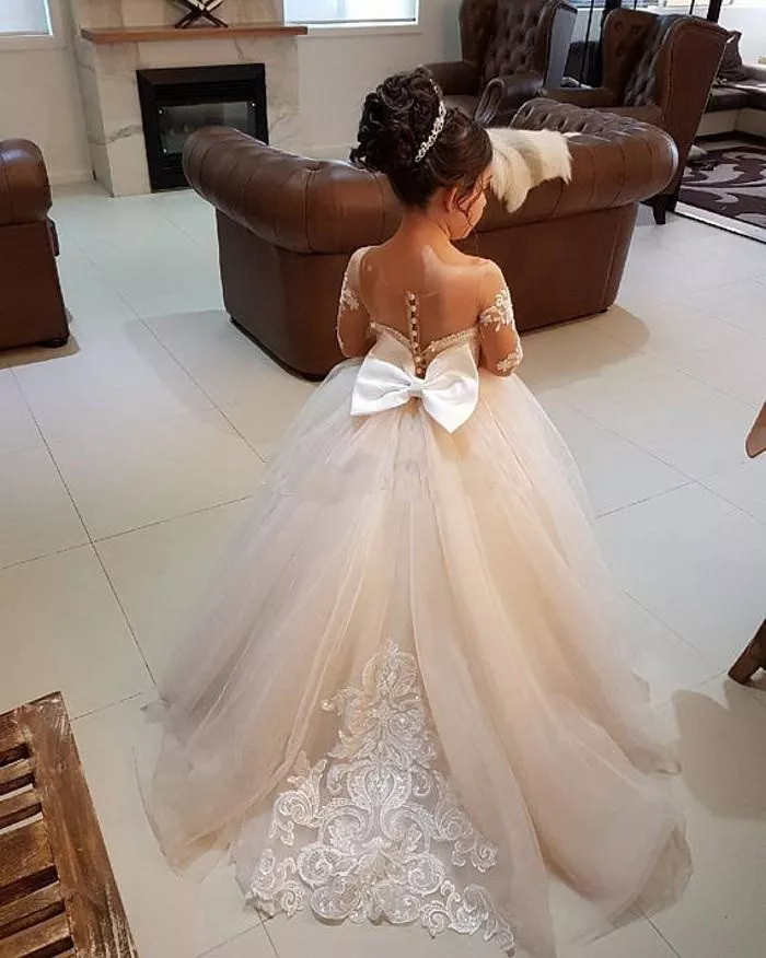 2020 Flower Girl Dress Bridesmaid Wedding Communion Party Prom