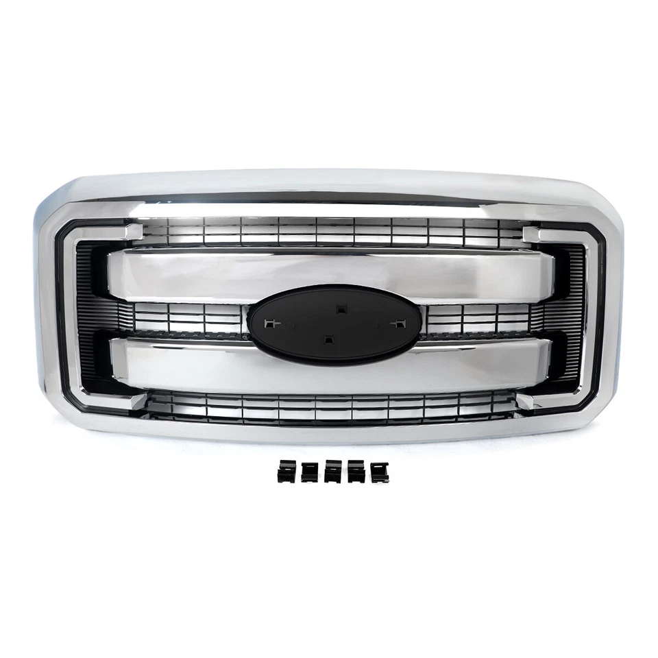 Chrome Front Upper Grille Lariat Style For 2011-2016 Ford F250 F350 Super Duty Foto 4 de 4