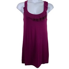 Frenchi Sz Small Sweater Dress Sleeveless Pencil Slim Fit Ruffle Neckline Purple