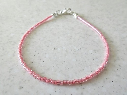 Modern Rose Pink Dainty Seed Bead Stacker Bracelet / Boho Anklet / Necklace - Picture 2 of 10