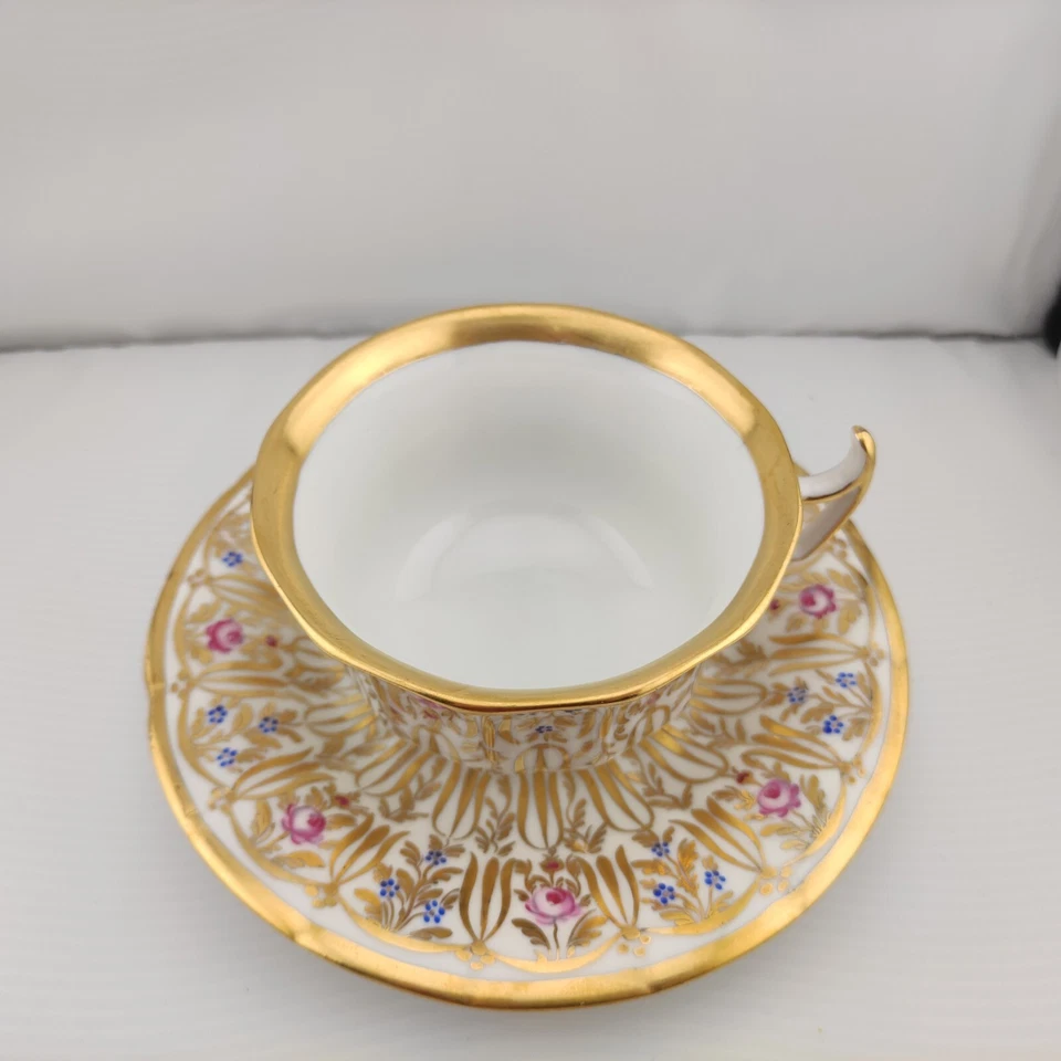 Antique KPM Berlin Hand Painted Gold Floral &White Tea Cup & Saucer Circa 1844s - Image 3 of 4