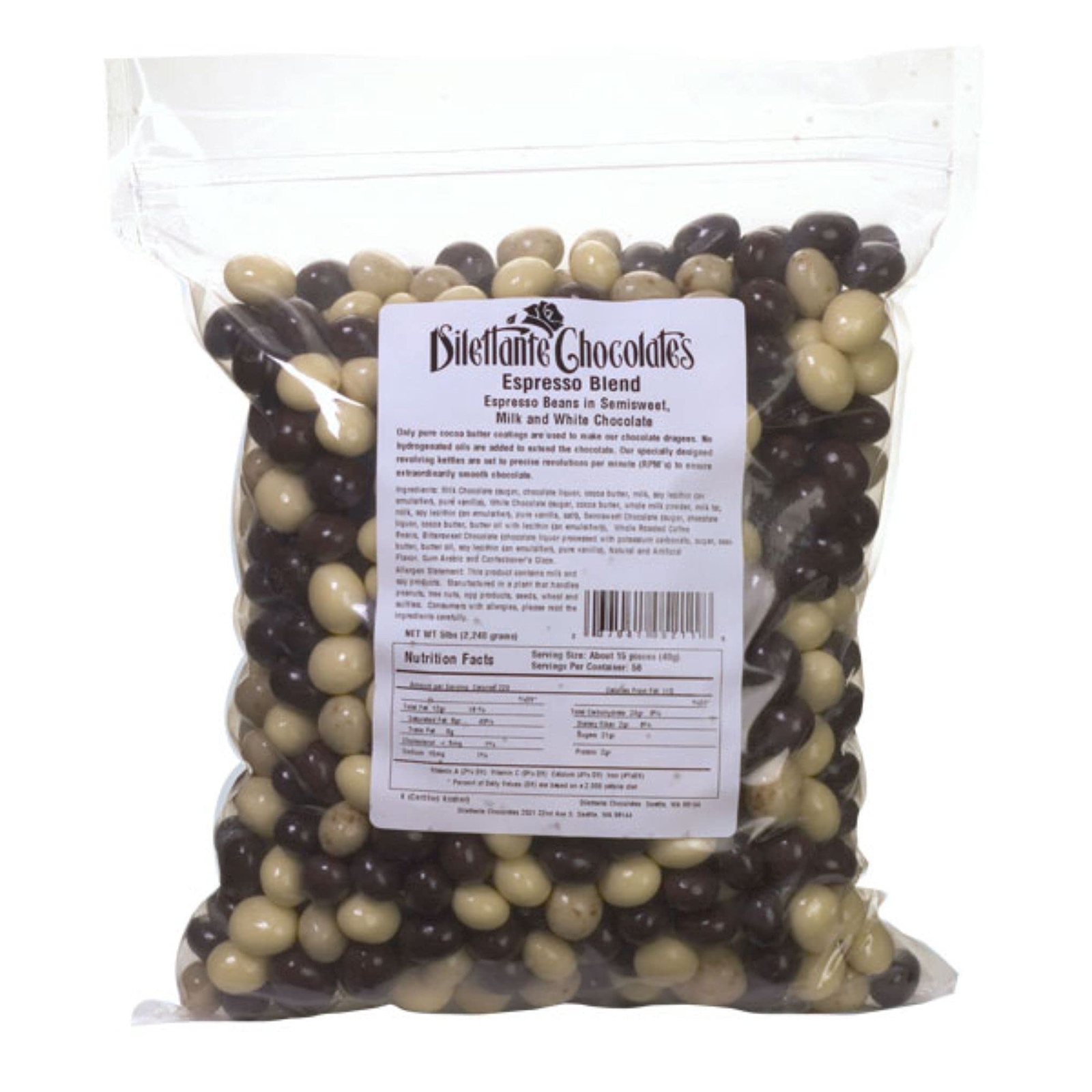 Espresso Blend Espresso Beans In Semisweet, Milk and White Chocolate, 5 Pound