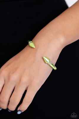 Paparazzi PUNKY PLOT TWIST green CUFF bracelet
