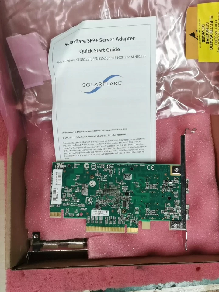 NEW LENOVO SF5122F DUAL 10GBE SFP ONLOOKERS SOLARFLARE SFP+ SERVER ADAPTER - Image 2 of 3
