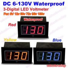 Waterproof DC 6V-130V LED Voltage Meter Voltmeter 12V 24V 36V 48V Car Battery