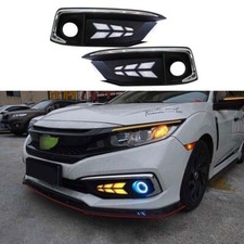 2x 3color Chrome Led Drl Day Running Light Turn Signal For Honda Civic 2019-2021