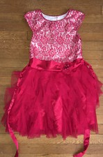  Jona Michelle red Floral lace tulle fancy short sleeve dress size 10 girl