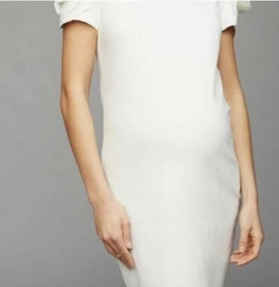 PIETRO BRUNELLI Designer White Maternity Ruffled Dress Women’s Size SMALL - Image 2 of 4