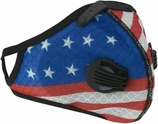 American Flag Cycling Sports Face Mask Carbon Filter Breathing Valves Washable