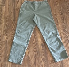 Lands' End Sz 10T Green Stretch Elastic Waist Straight Leg Pockets Women's Pants