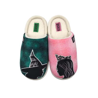 Wicked Slippers Womens Pink Green Glinda Elphaba Sz 6 7 8 9 10 Scuff Pajama Shoe