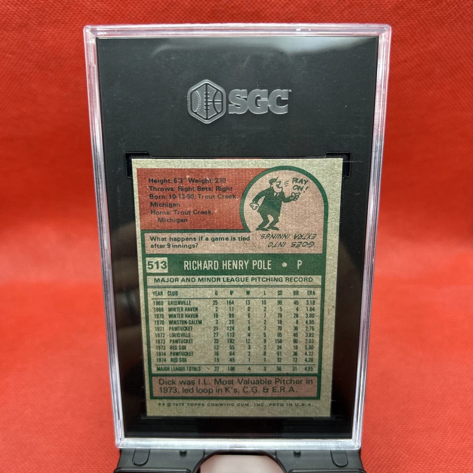 1975 Topps Baseball card #513 Dick Pole SGC 8 Boston Red Sox - Image 3 of 4