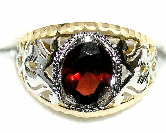 Men's Unique 2 Tone 8x10mm Ring 31512 January Birthstone eBay