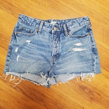 Vtg Old Navy Cut-off Shorts Womens 6 High Rise Button Fly Frayed Ripped Med Wash