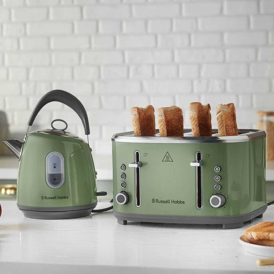 Russell Hobbs Stylevia Sage Green 4 Slice Toaster - Image 3 of 4