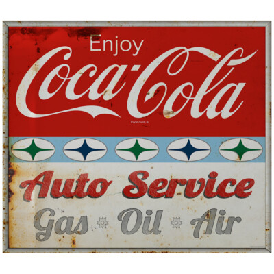 Enjoy Coca-Cola Auto Service Decal 60s Roadside Style Grunge Officially Licensed