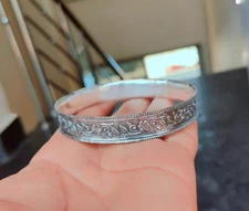 Partywear Beautiful Handmade Jewelry 925 Sterling Silver Woman Boho Bangle Si43