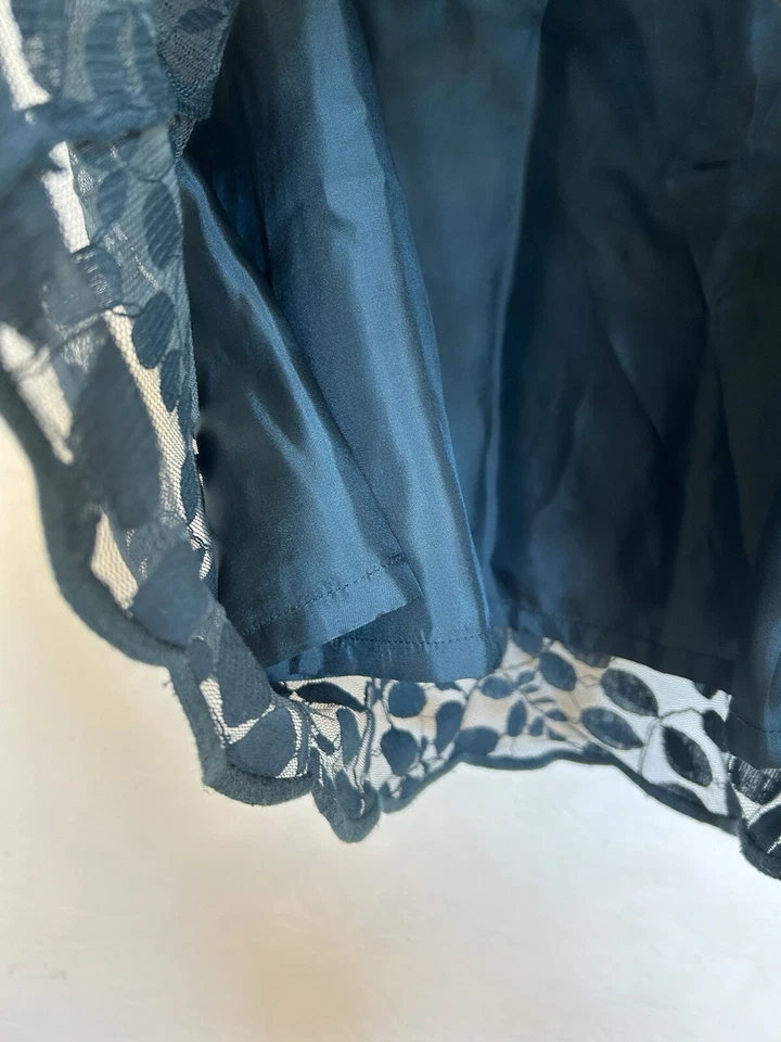 Vestido Granate Hill Bohemo Azul Teal 10 Lazos Romántico Encaje Transparente Jardín Fiesta Foto 4 de 4