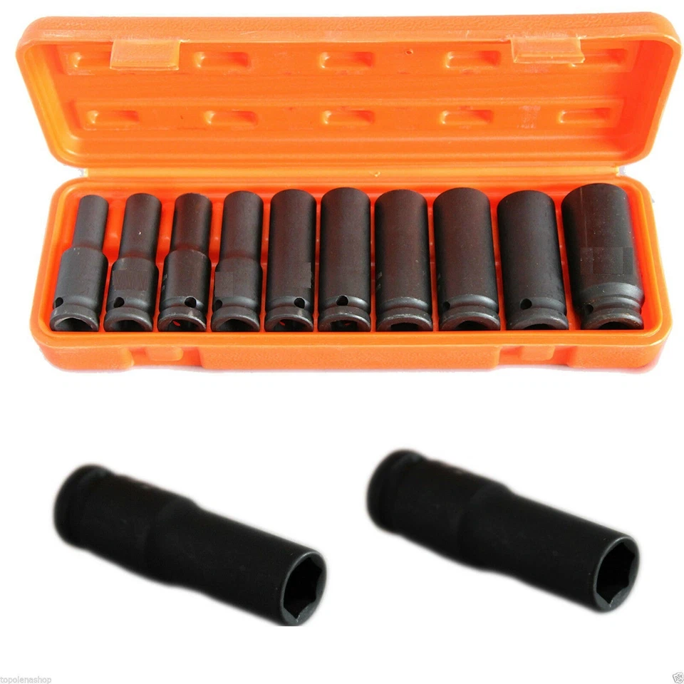 MDS KIT SET 10 BUSSOLE 1/2" ESAGONALI PER AVVITATORE PISTOLA PNEUMATICA DA 10 A 24MM